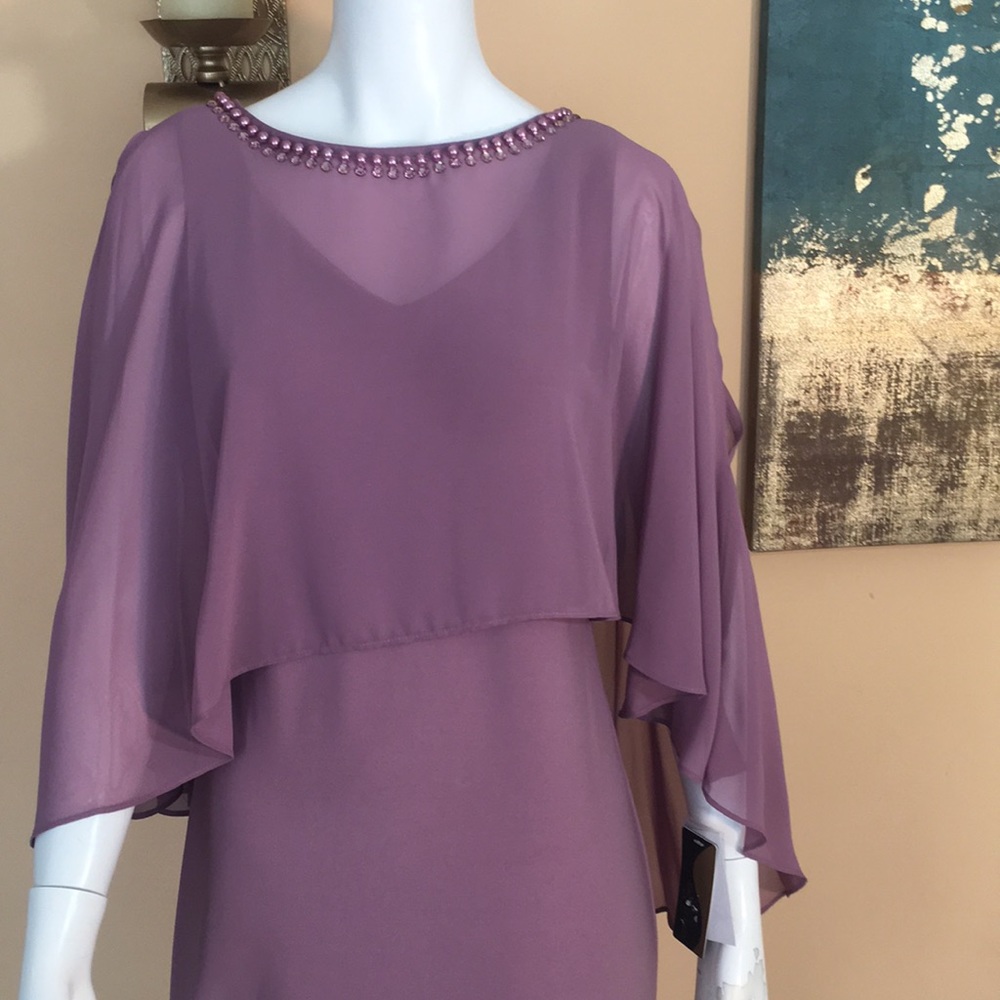 Ignite Evenings Purple Chiffon Capelet dress size6